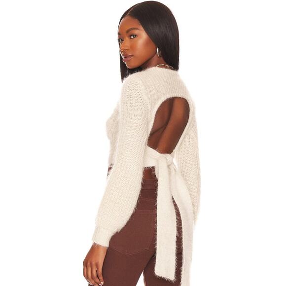 MAJORELLE Vivian Tie Crop Sweater in Champagne NWT Size XS - Picture 1 of 3